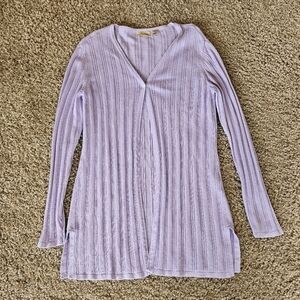 Caslon Lavender Ribbed Cardigan with 1 Button Enclosure, Size XS